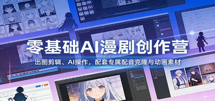 零基础AI漫剧创作营：出图剪辑、AI操作，配套专属配音克隆与动画素材-金鼎聊项目