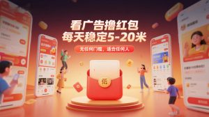 看广告撸红包，每天稳定5-20米，无任何门槛，适合任何人-金鼎聊项目