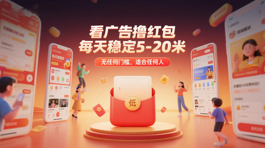 看广告撸红包，每天稳定5-20米，无任何门槛，适合任何人-金鼎聊项目