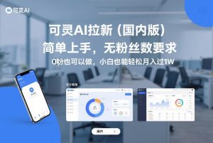 可灵AI拉新(国内版)，简单上手，无粉丝数要求，0粉也可以做，小白也能轻松月入过1W-金鼎聊项目