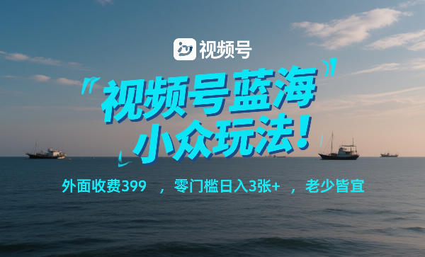 视频号蓝海小众玩法！外面收费399，零门槛日入3张+，老少皆宜-金鼎聊项目