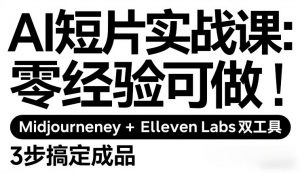 AI短片实战课:零经验可做,Midjourney+ElevenLabs双工具,3步搞定成品-金鼎聊项目