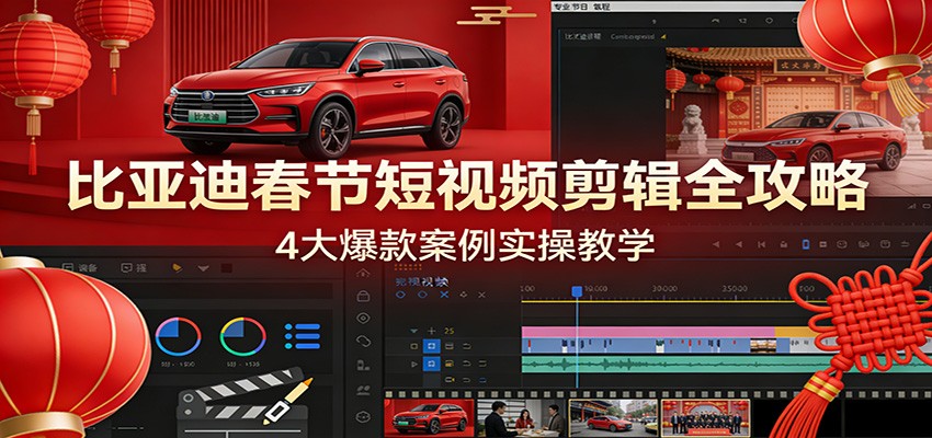 比亚迪春节短视频剪辑全攻略，4大爆款案例实操教学-金鼎聊项目