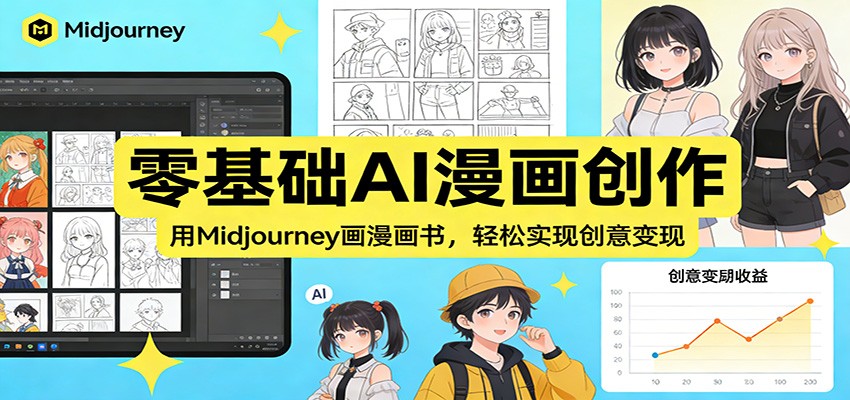 零基础AI漫画创作：用Midjourney画漫画书，轻松实现创意变现-金鼎聊项目