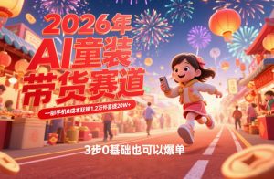AI童装新春带货赛道，一部手机0成本狂销1.2万件喜提20W+，3步0基础也可以爆单-金鼎聊项目