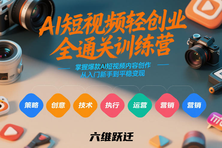 AI短视频轻创业全通关训练营，掌握爆款AI短视频内容创作，从入门新手到平稳变现的六维跃迁-金鼎聊项目