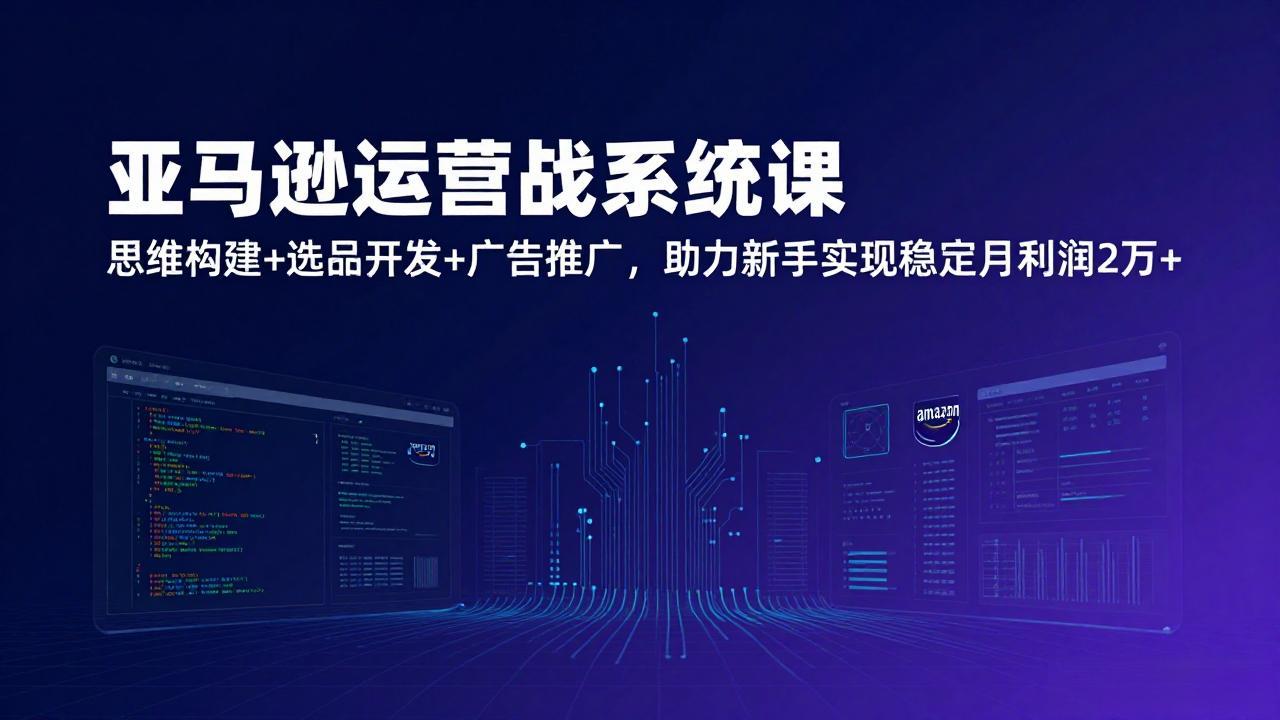 亚马逊运营实战系统课，思维构建+选品开发+广告推广，助力新手实现稳定月利润2万+(更新-金鼎聊项目
