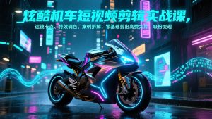 炫酷机车短视频剪辑实战课,运镜卡点、特效调色、案例拆解,零基础剪出高赞大片,吸粉变现-金鼎聊项目