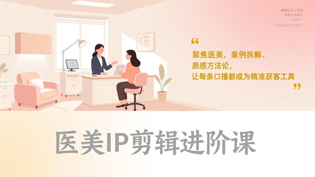 医美IP剪辑进阶课，聚焦医美、案例拆解、质感方法论，让每条口播都成为精准获客工具-金鼎聊项目