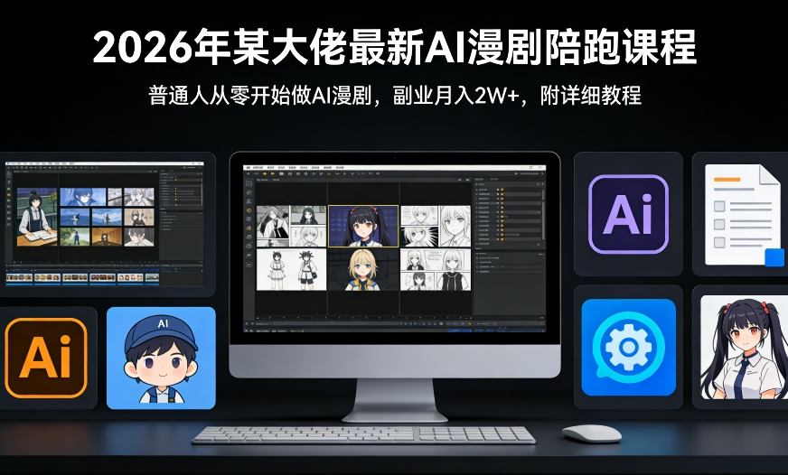 26年某大佬最新Ai漫剧陪跑课程，普通人从零开始做AI漫剧，副业月入2W+-金鼎聊项目