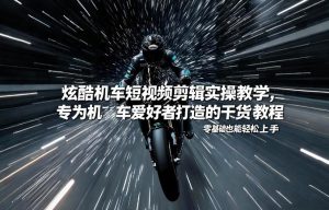 炫酷机车短视频剪辑实操教学，专为机车爱好者打造的干货教程，零基础也能轻松上手-金鼎聊项目