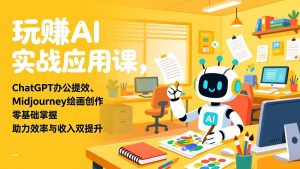 玩赚AI实战应用课，ChatGPT办公提效、Midjourney绘画创作，零基础掌握，助力效率与收入双提升-金鼎聊项目