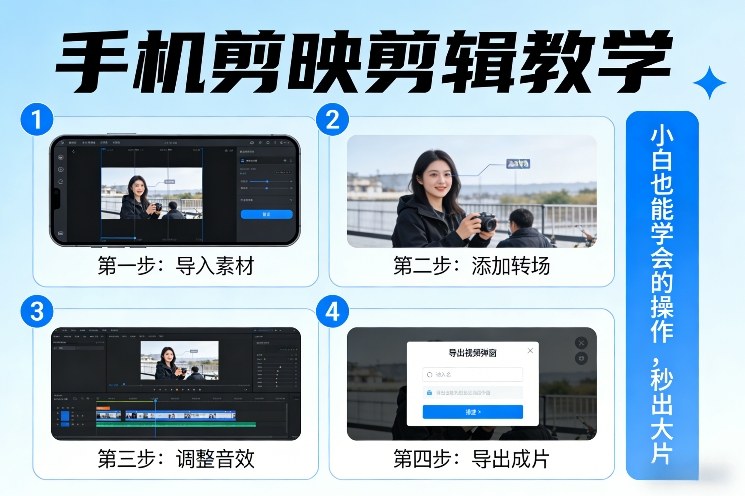 手机剪映剪辑教学，小白也能学会的操作，秒出大片-金鼎聊项目