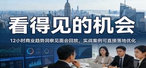 2026看得见的机会，12小时商业趋势洞察见面会回放，实战案例可直接落地优化-金鼎聊项目