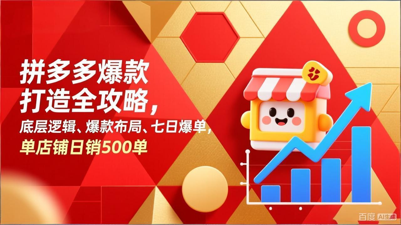 拼多多爆款打造全攻略，底层逻辑、爆款布局、七日爆单，单店铺日销500单-金鼎聊项目