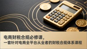 电商财税合规必修课,是一套针对电商全平台从业者的财税合规体系课程-金鼎聊项目