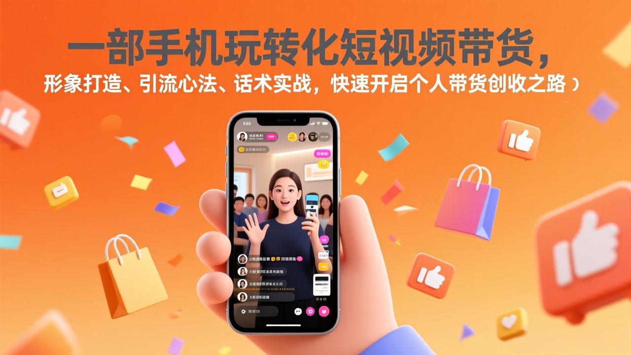 一部手机玩转化短视频带货，形象打造、引流心法、话术实战，快速开启个人带货创收之路-金鼎聊项目