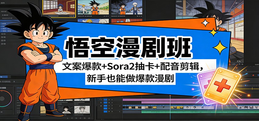 悟空漫剧班：文案爆款+Sora2抽卡+配音剪辑，新手也能做爆款漫剧-金鼎聊项目