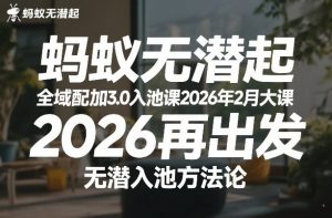 蚂蚁无潜不起全域配抖加3.0入池课2026年2月大课，2026再出发，无潜入池方法论-金鼎聊项目