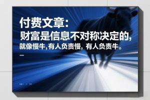 付费文章：财富是信息不对称决定的，就像慢牛，有人负责慢，有人负责牛-金鼎聊项目