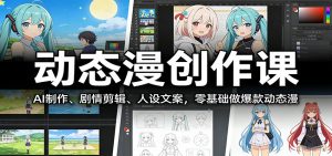 动态漫创作课:AI制作、剧情剪辑、人设文案,零基础做爆款动态漫-金鼎聊项目