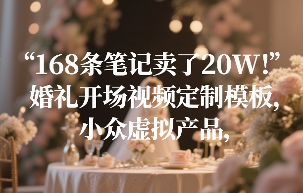 168条笔记卖了20W！婚礼开场视频定制模板，小众虚拟产品-金鼎聊项目