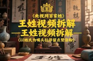央视网百家姓–王姓视频拆解，以姓氏为噱头拉停留点赞涨粉-金鼎聊项目