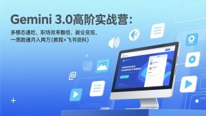 Gemini 3.0高阶实战营:多模态通吃、职场效率翻倍、副业变现,一周跑通月入两万(教程+飞书资料-金鼎聊项目