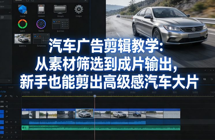 汽车广告剪辑教学：从素材筛选到成片输出，新手也能剪出高级感汽车大片-金鼎聊项目
