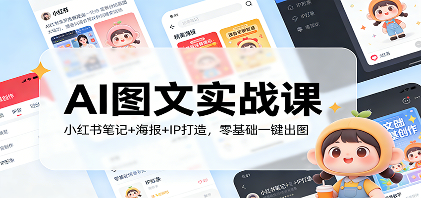 AI图文实战课：小红书笔记+海报+IP打造，零基础一键出图-金鼎聊项目