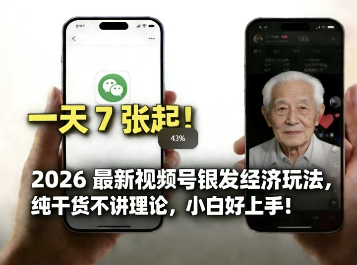 2026最新视频号银发经济玩法，轻松每天7张起，小白也可做-金鼎聊项目