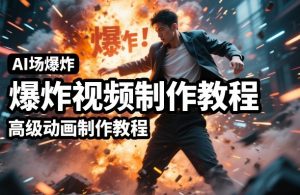 AI场景爆炸视频制作教程，利用人物实拍视频制作出高级的动画特效-金鼎聊项目