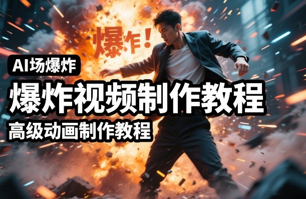 AI场景爆炸视频制作教程，利用人物实拍视频制作出高级的动画特效-金鼎聊项目