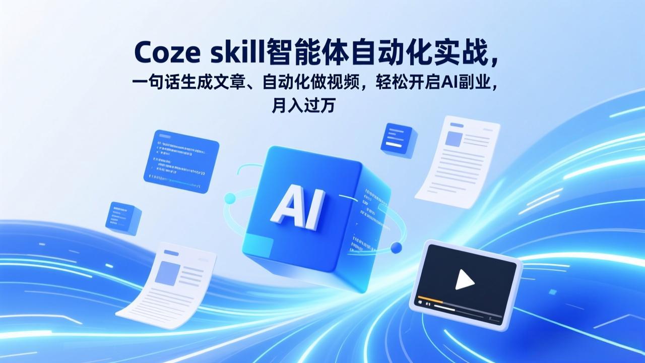Coze skill智能体自动化实战，一句话生成文章、自动化做视频，轻松开启AI副业，月入过万-金鼎聊项目