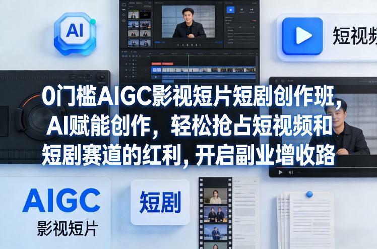 0门槛AIGC影视短片短剧创作班，AI赋能创作，轻松抢占短视频和短剧赛道的红利，开启副业增收路-金鼎聊项目