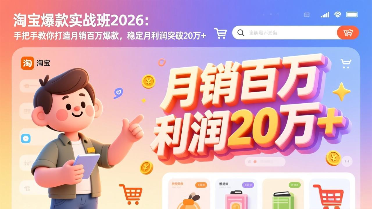 淘宝爆款实战班-2026年2月更新：手把手教你打造月销百万爆款，稳定月利润突破20万+-金鼎聊项目