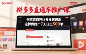 拼多多直通车推广课，别再盲目开拼多多直通车，这样做推广7天日出500单-金鼎聊项目
