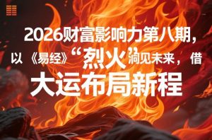 2026财富影响力第八期,以《易经》智慧洞见未来,借“离火”大运布局新程-金鼎聊项目