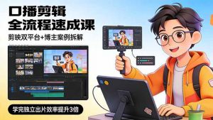 口播剪辑全流程速成课，剪映双平台+博主案例拆解，学完独立出片效率提升3倍-金鼎聊项目
