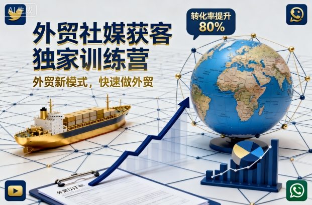 外贸社媒获客独家训练营，外贸新模式，快速做外贸(更新26年2月)-金鼎聊项目