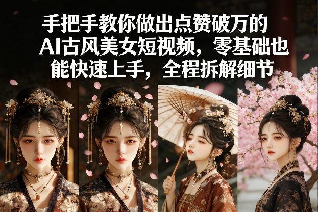 手把手教你做出点赞破万的AI古风美女短视频，零基础也能快速上手，全程拆解细节-金鼎聊项目