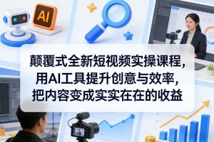颠覆式全新短视频实操课程，用AI工具提升创意与效率，把内容变成实实在在的收益-金鼎聊项目