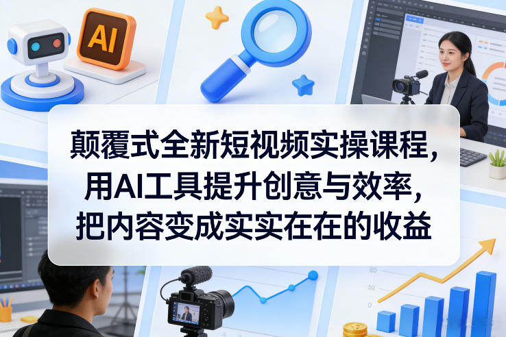 颠覆式全新短视频实操课程，用AI工具提升创意与效率，把内容变成实实在在的收益-金鼎聊项目