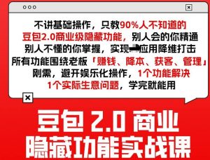 豆包2.0商业隐藏功能实战课2026，1个功能解决1个实际生意问题，学完就能用-金鼎聊项目
