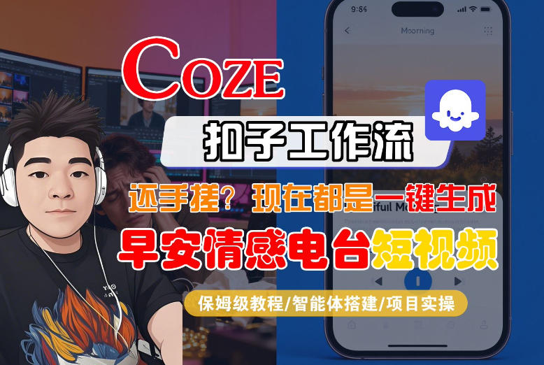 【Coze工作流搭建实操教程】【coze】早安情感电台日签视频还在手动做？用扣子工作流自动生成，省时90%-金鼎聊项目