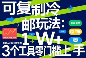 可复制冷邮件玩法：月投50刀賺1W+，新增6000+销售额，3个工具零门槛上手-金鼎聊项目