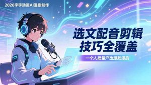 2026字字动画AI漫剧制作-1期,选文配音剪辑技巧全覆盖,一个人就能批量产出爆款漫剧-金鼎聊项目