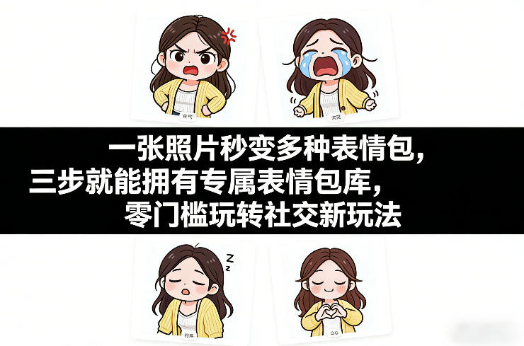 一张照片秒变多种表情包，三步就能拥有专属表情包库，零门槛玩转社交新玩法【文档】-金鼎聊项目