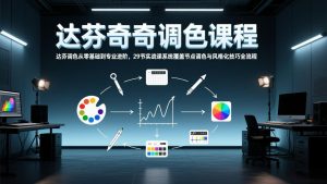 达芬奇调色从零基础到专业进阶,29节实战课系统覆盖节点调色与风格化技巧全流程-金鼎聊项目