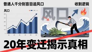 普通人千万别盲目追风口,20年变迁揭示真相,看懂收割逻辑才能避免成为接盘侠-金鼎聊项目
